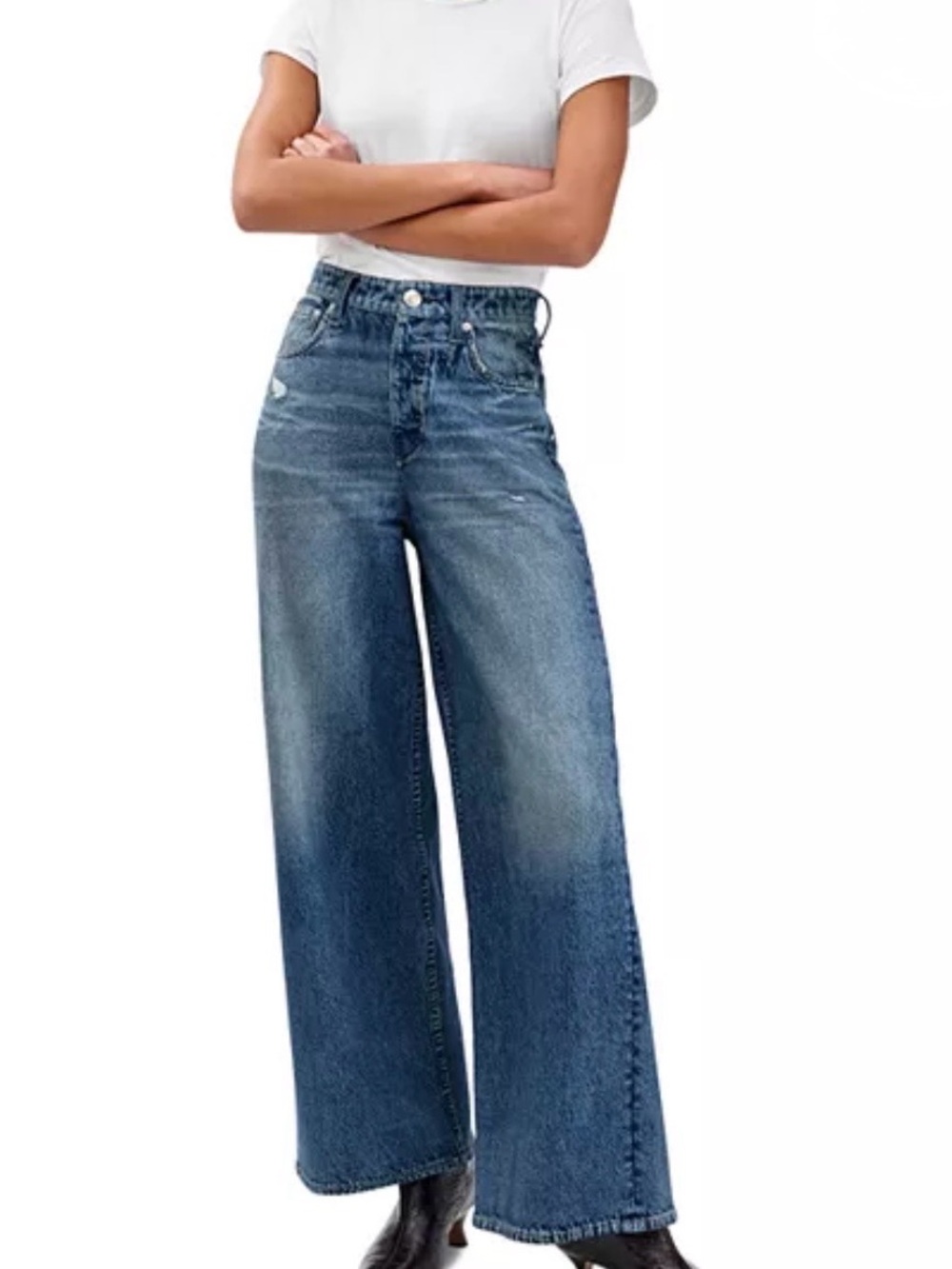 Rag & Bone Miramar Terry Sophe Wide Leg High-Rise Blue Women's Jeans size 25